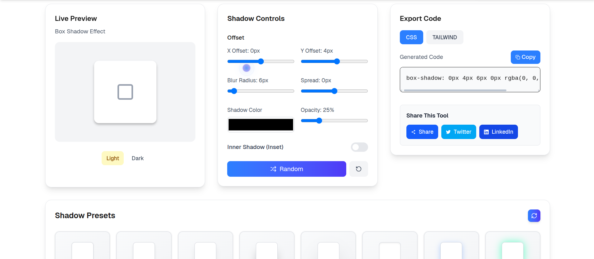 Box Shadow Generator: Visualize CSS Shadow Effects